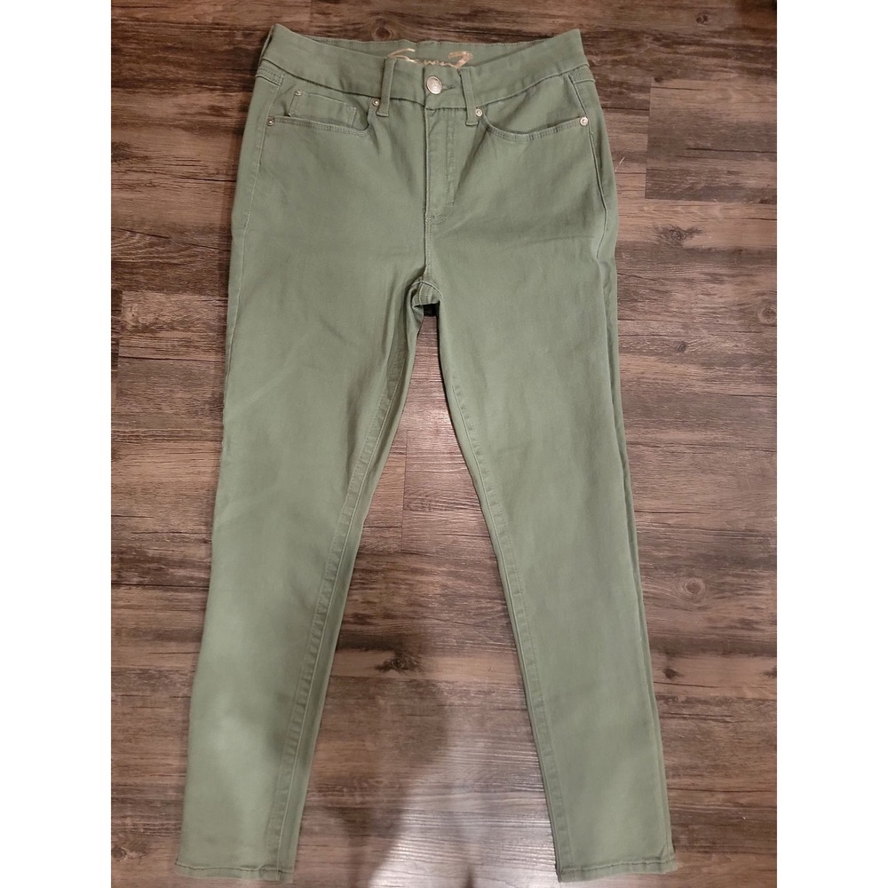 Seven7 Womens Olive Green Skinny Jeans High Rise Size 10 Stretch Denim Pants